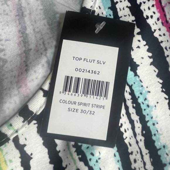 Avenue Womens Shirt Flut Sleeve Spirit Stripe Print Plus Size 30/32 New - Picture 8 of 9